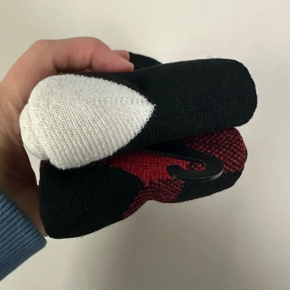 KODIAK Thermal Black White Red M US W 4-10 Buffalo Plaid Wool Boot Socks 2 Pack
